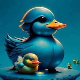 The logo of DuckDynasty: a hyperrealistic image of two blue ducks